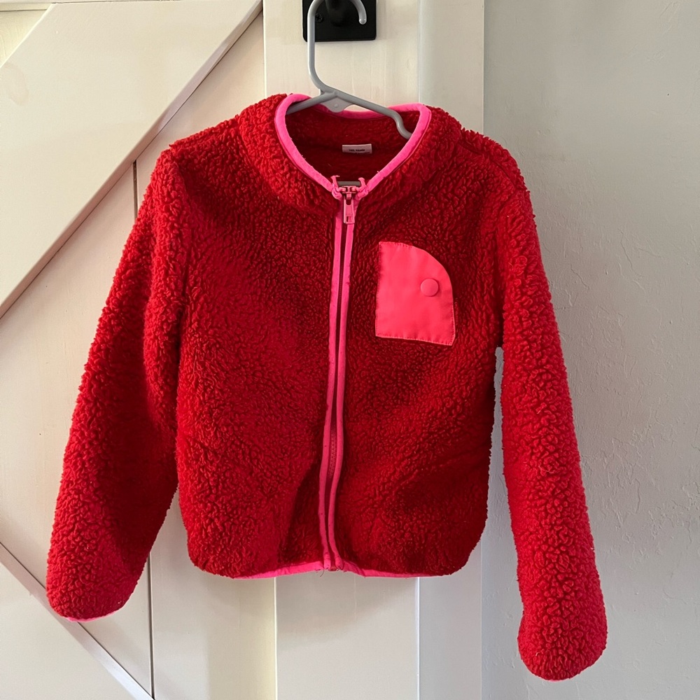 FabKids 4-5T xs Red Fleece with hot pink pocket